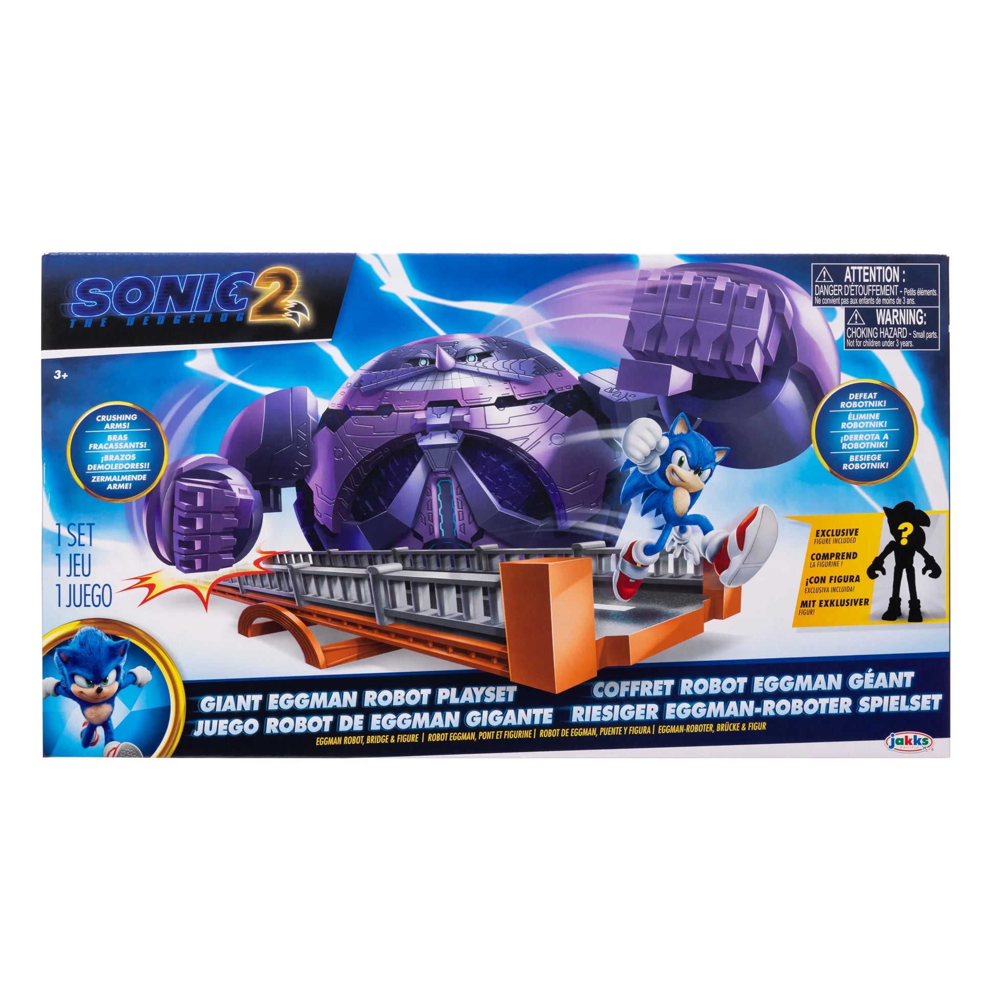 2 Giant Eggman Robot Playset with 2.5 Inch Super Sonic Action Figure Ages 3+ Years